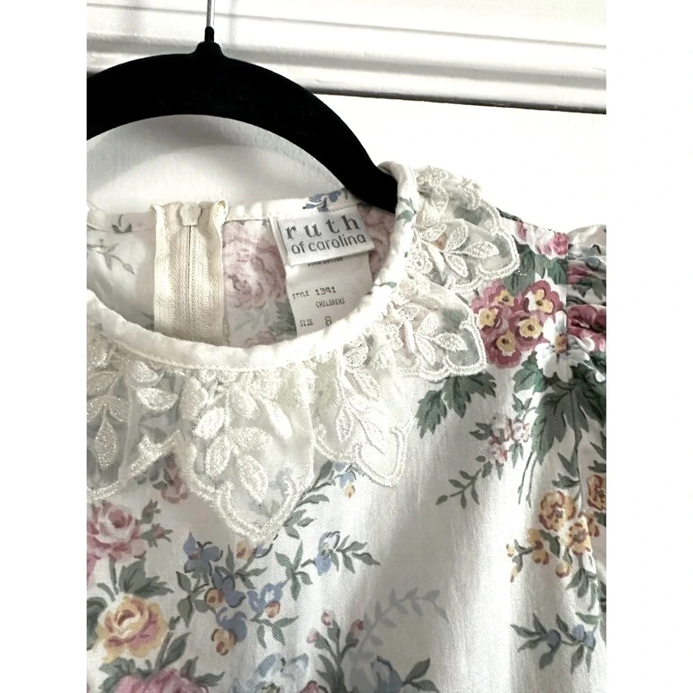 RUTH OF CAROLINA Vintage Floral Puff Sleeve Girl’s Dress - Sz 8
